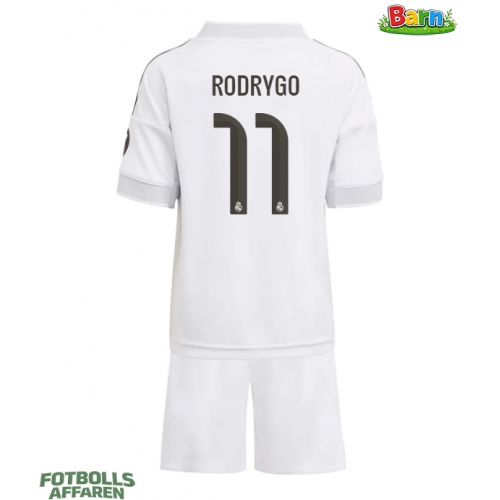 Real Madrid Rodrygo Goes #11 Hemmaställ Barn 2025-26 Kortärmad (+ Korta byxor)
